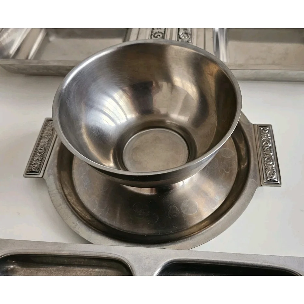 Vintage International Decorator Japan Stainless Steel Serving Dish Set w Handles